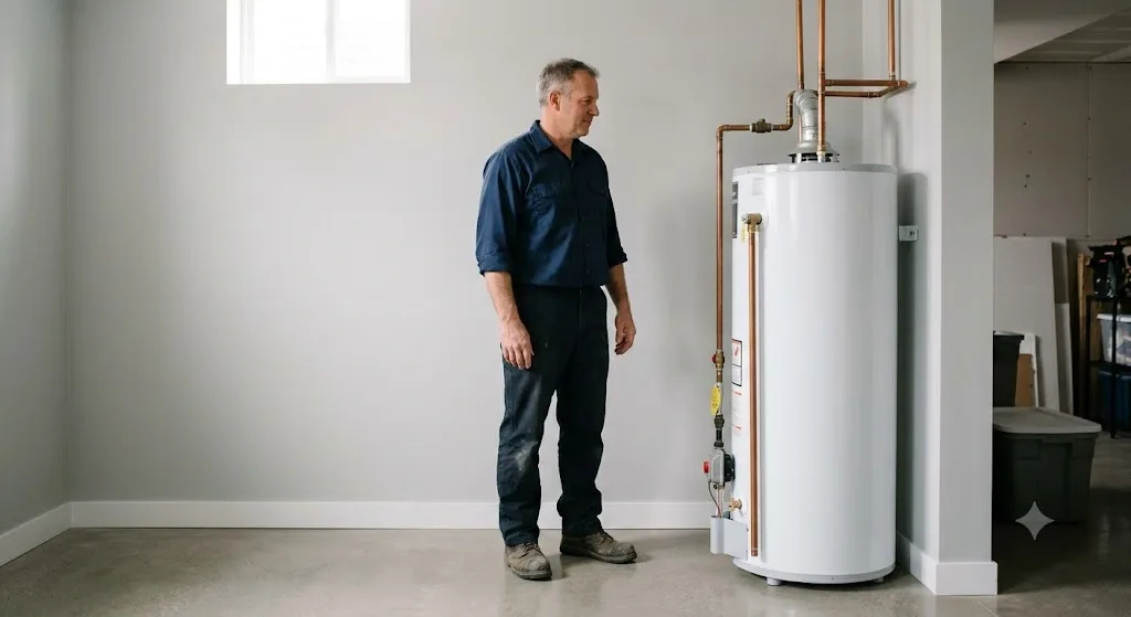Plombier installant un chauffe-eau à Gatineau