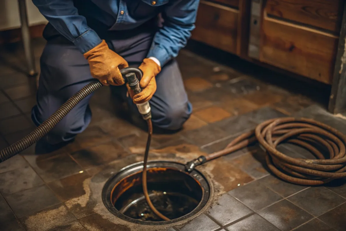 plumber unclogging drains